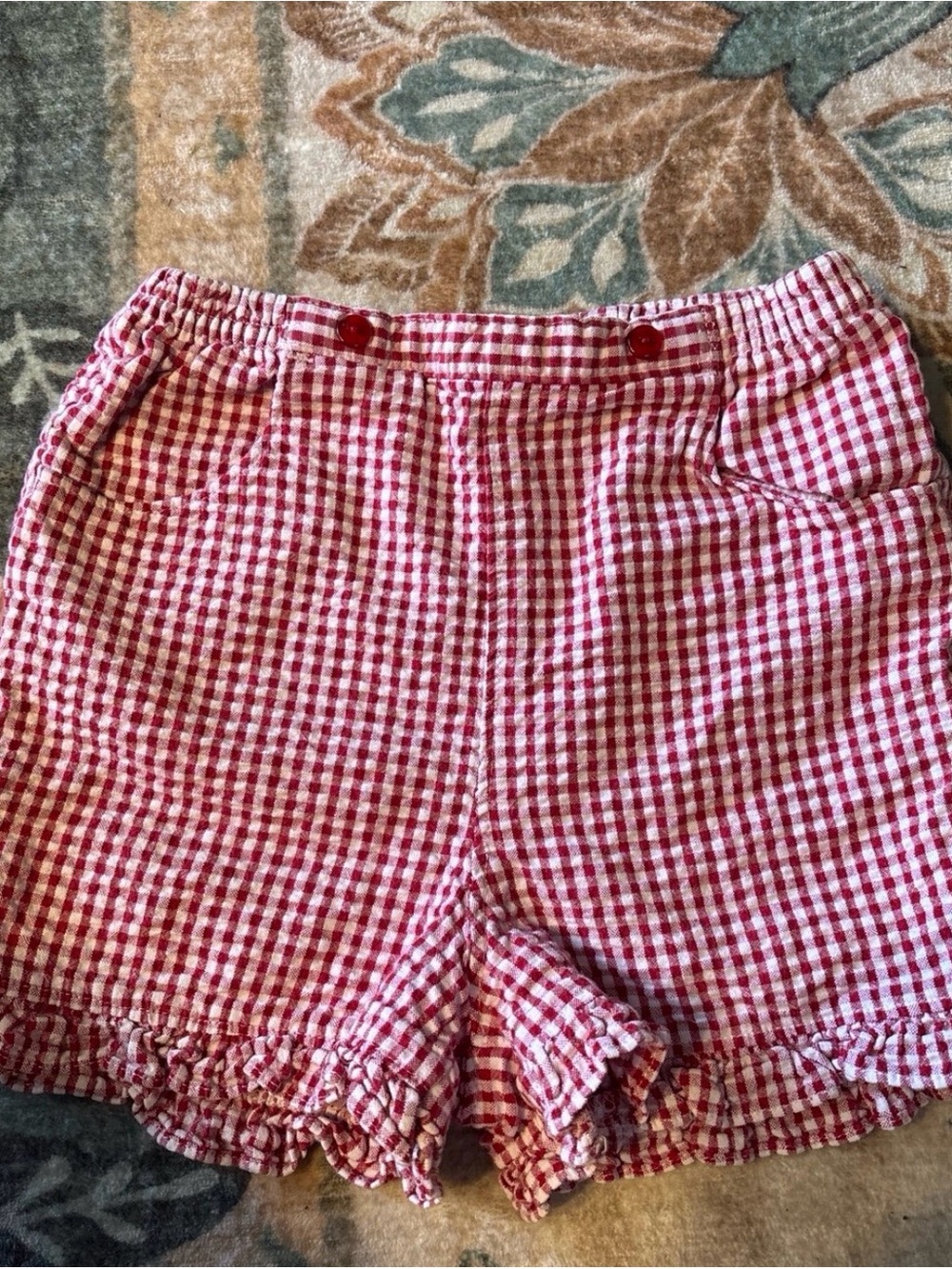 Vintage Talbots Kids Girls Red Gingham Ruffle Shorts 24M
